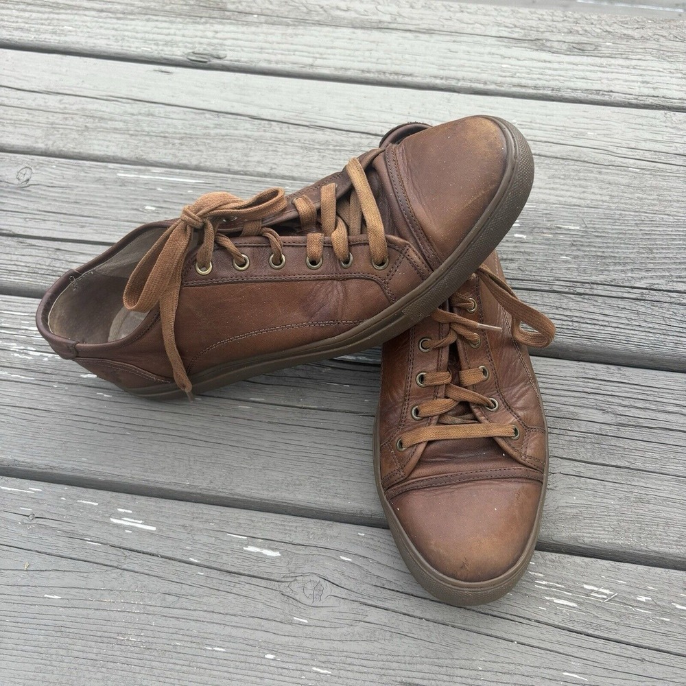 Frye Mens Brown Leather Round Toe Low Top Lace Up Sneaker Shoes Size 11 Justin